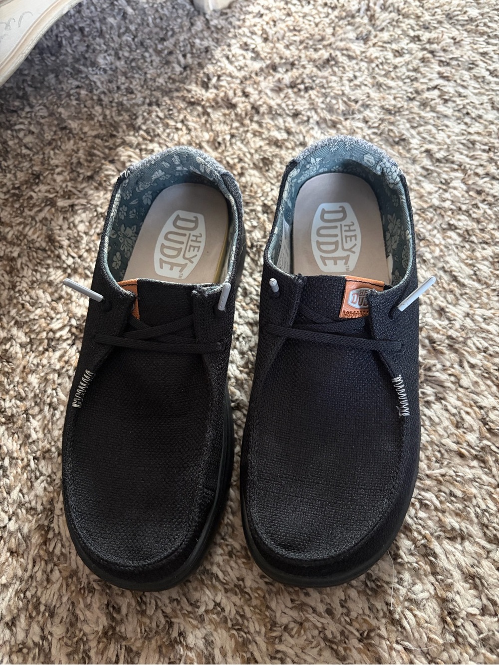 Hey Dude Wendy Rise Woven Women's Black Slip-Ons with Floral Lining - Picture 3 of 8